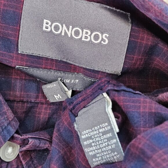 Bonobos Shirt Slim Fit Button-Down Multicolor Plaid Pocket Long Sleeve Mens Sz M - Picture 9 of 10